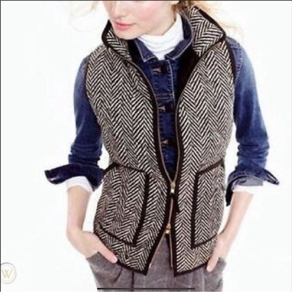 J. Crew Herringbone Quilted Vest Down & Waterfowl Fill Women’s Size XS EUC - Picture 2 of 16